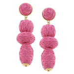 Inn on 5th Raffia Statement Earrings in Pink