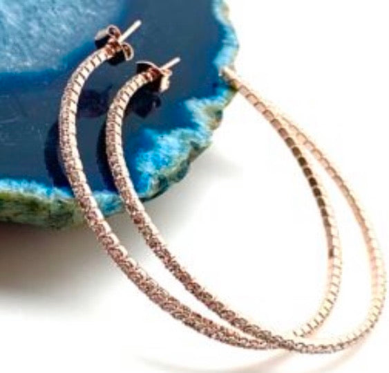 Pave Hoops-Rose Gold