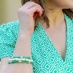 Celeste Enamel Bamboo Bangle in Green