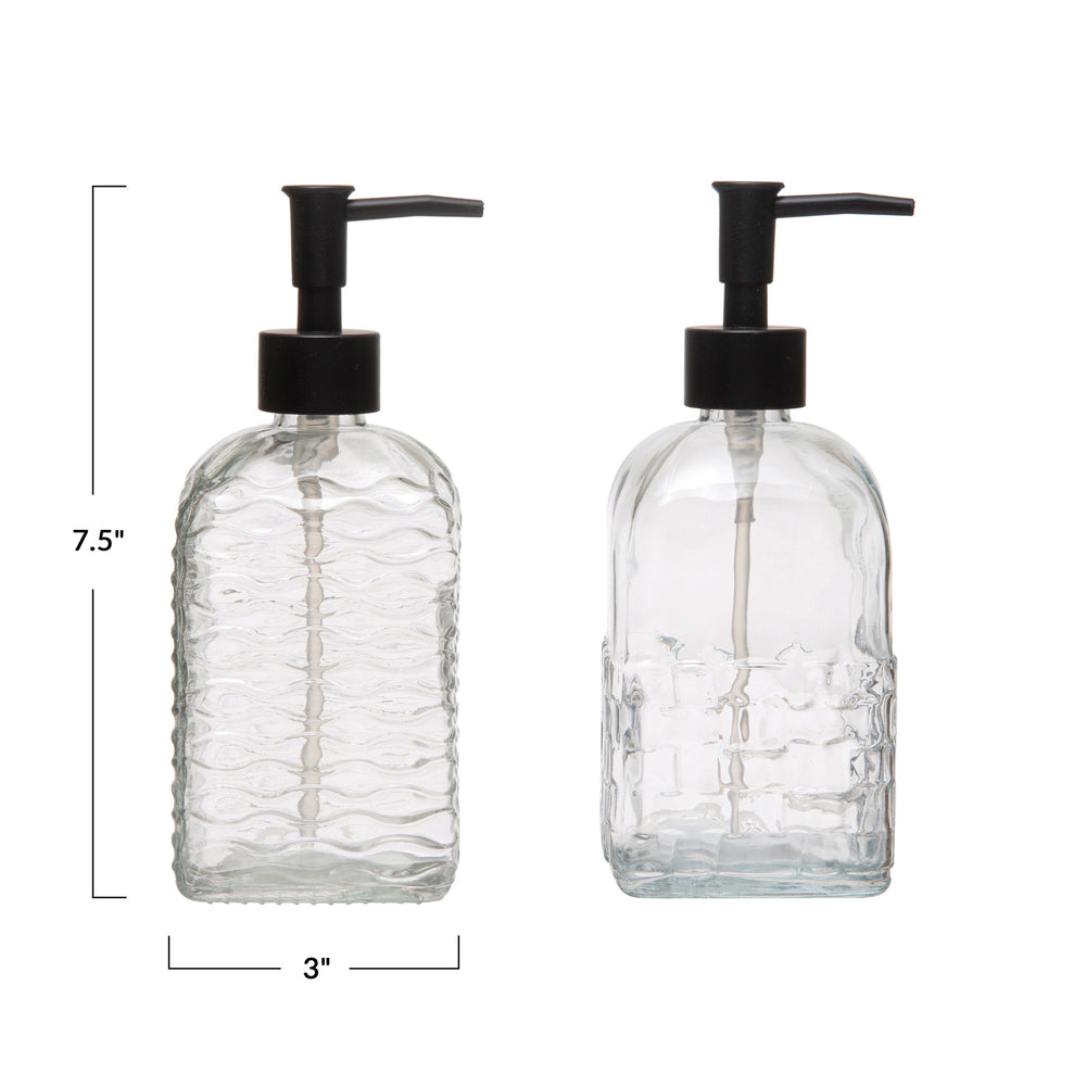 Embossed Glass Soap Dispenser with Pump