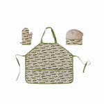 Cotton Apron w Chef Hat and Oven Mitt