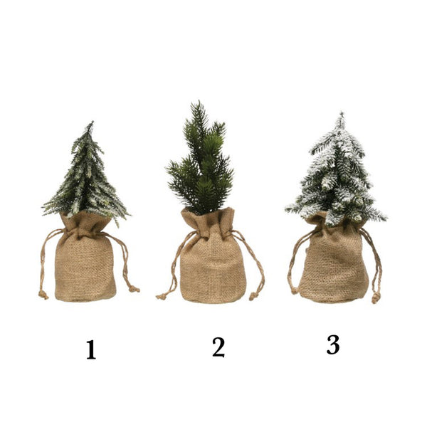Faux Pine Tree in Burlap Bag