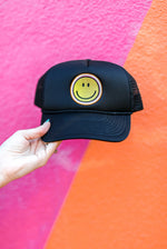 Happy Embroidered - Black Trucker Hat