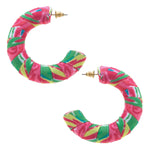 Reese Tropical Statement Hoop Earrings in Pink