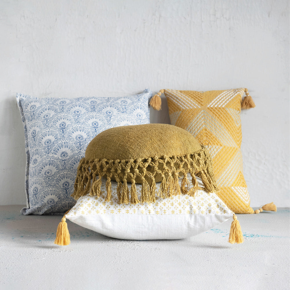 Cotton Pillow w/ Pattern & Flanged Edge