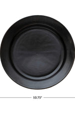 Stoneware w Reactive Glaze, Black Plate, 10.75" Round