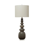 Glass Floor/Table Lamp with White Linen Shade