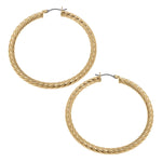 Indigo Textured Hoop Earrings in Worn Gold