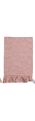 Cotton Striped Tea Towel with Ruffle, 3 Colors