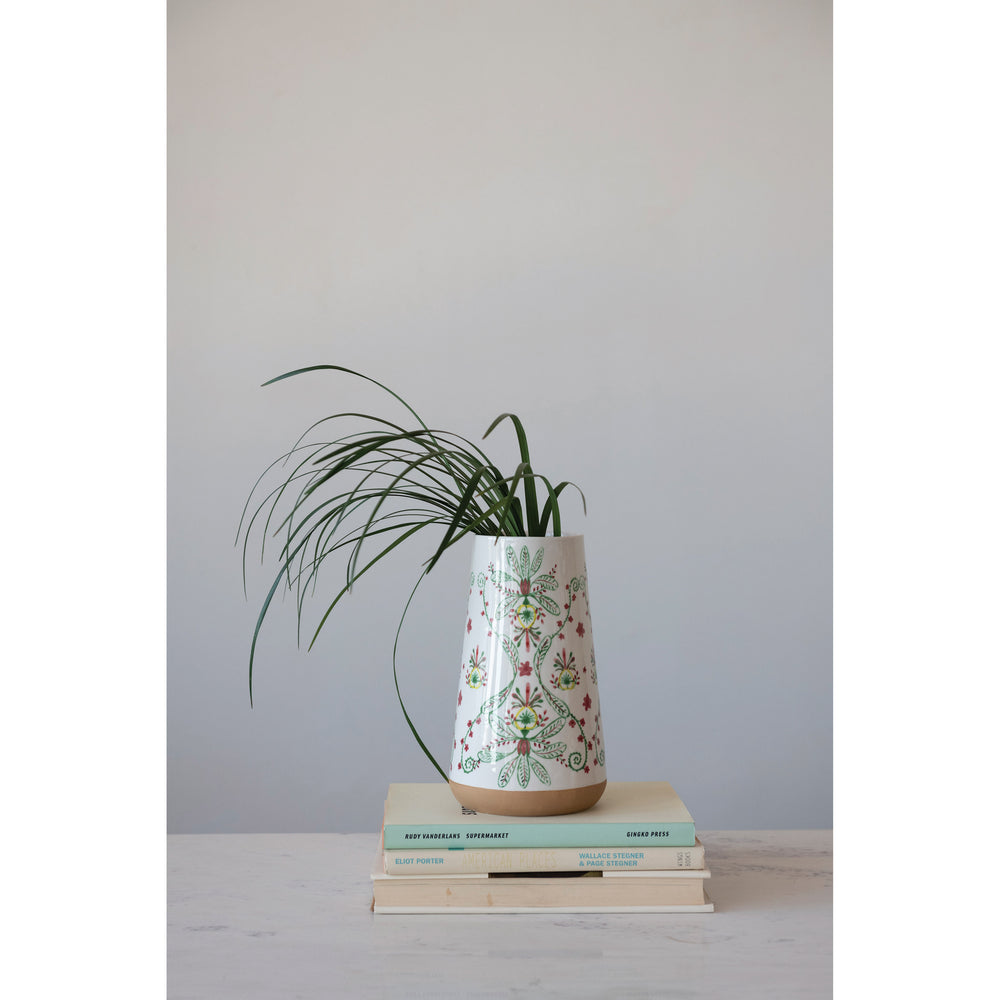 Stoneware Vase with Print