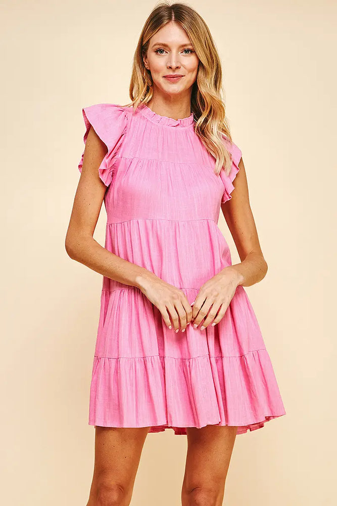 Tiered Mini Dress - Pink