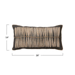 28" x 14" Cotton Lumbar Pillow w/ Jute Embroidery