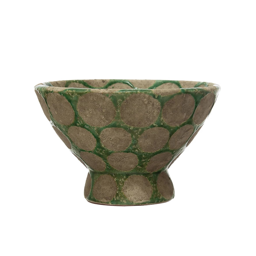 Terra-cotta Footed Bowl with Wax Relief Dots