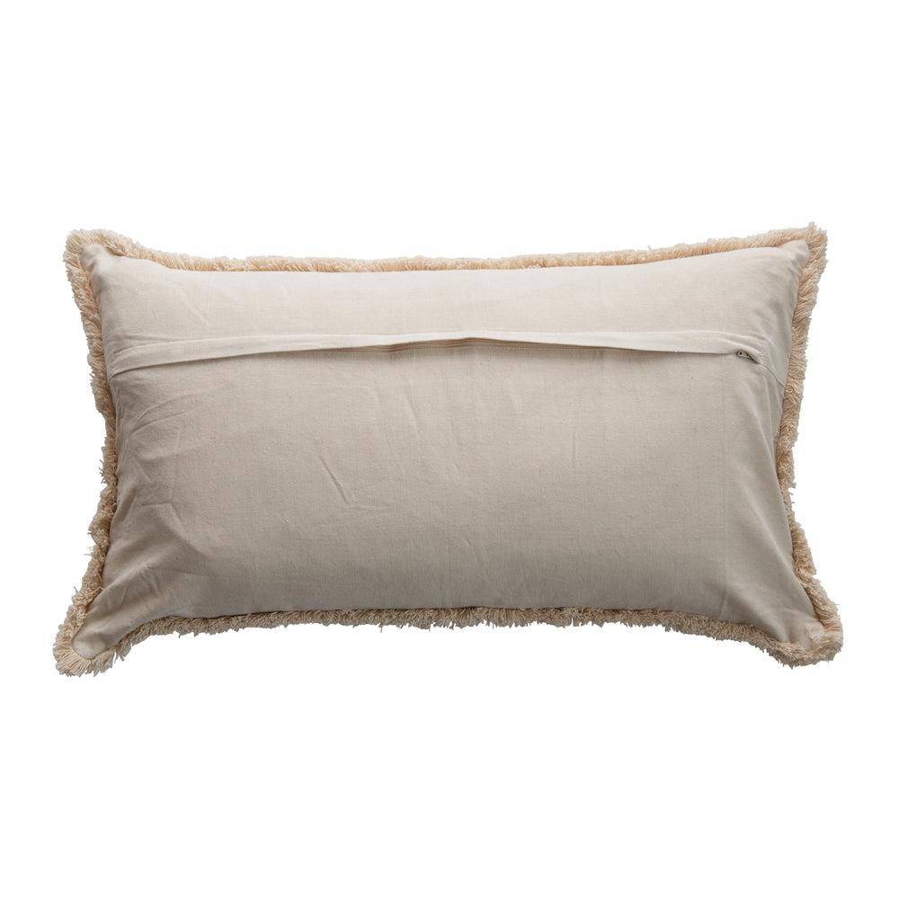 Cotton Lumbar Pillow with Fringe & Blueberries