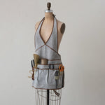 Recycled Canvas Apron w/ Leather Trim & 6 Pockets (Each One Will Vary)
