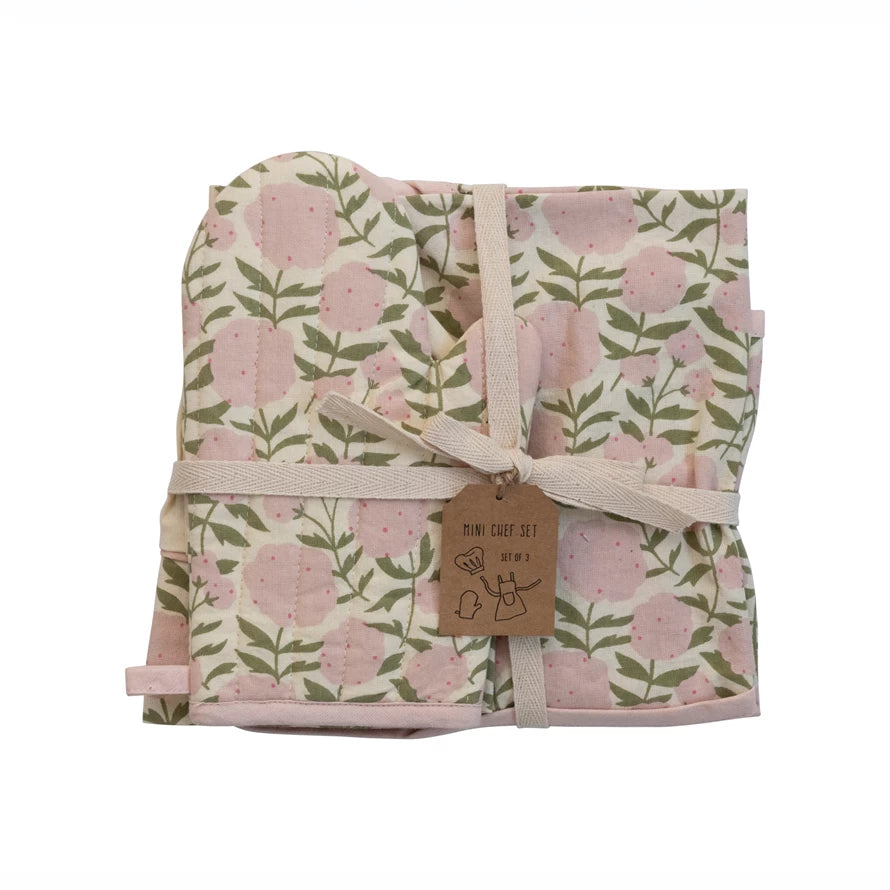 Cotton Child Apron with Floral Pattern