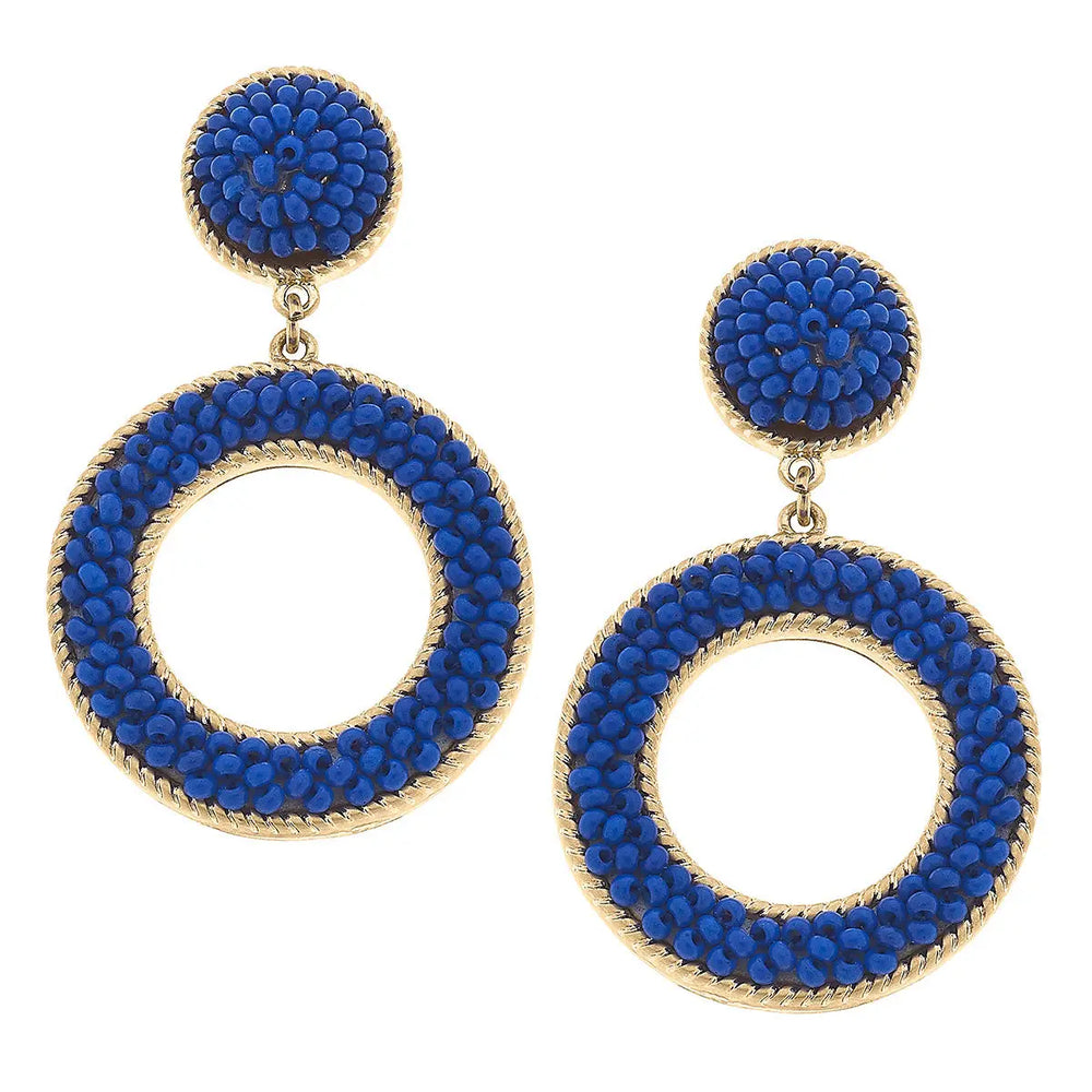 Talulah Beaded Circle Drop Earrings in Blue
