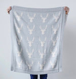 Cotton Knit Blanket with Deer Grey