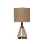 Glass Table Lamp with Linen Shade