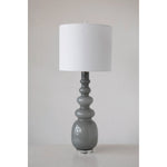 Glass Floor/Table Lamp with White Linen Shade